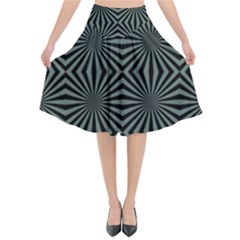 Geometric Pattern, Army Green And Black Lines, Regular Theme Flared Midi Skirt by Casemiro