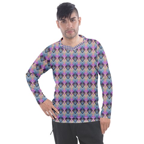 Pink And Blue Men s Pique Long Sleeve Tee by Sparkle