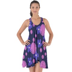 Pink And Blue Flowers Show Some Back Chiffon Dress by bloomingvinedesign