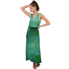 Cross Crossing Crosswalk Line Walk V-neck Chiffon Maxi Dress by HermanTelo