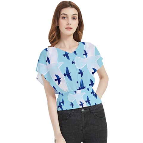 Illustrations Birds Flying Butterfly Chiffon Blouse by HermanTelo