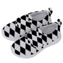 Black And White Rhombus Kids  Velcro No Lace Shoes View2