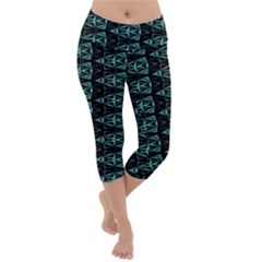 Digital Traingles Lightweight Velour Capri Yoga Leggings by Sparkle