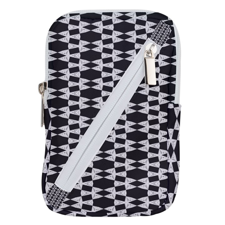 Black And White Triangles Belt Pouch Bag (Small)