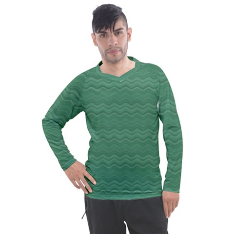 Digital Waves Men s Pique Long Sleeve Tee by Sparkle