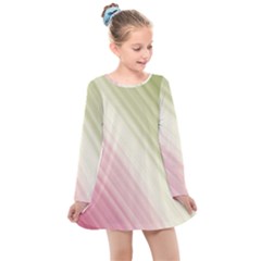 Pink Green Kids  Long Sleeve Dress by Sparkle