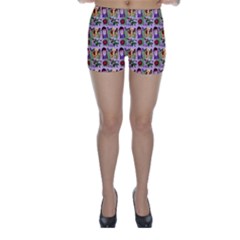 Purple Glasses Girl Pattern Lilac Skinny Shorts by snowwhitegirl