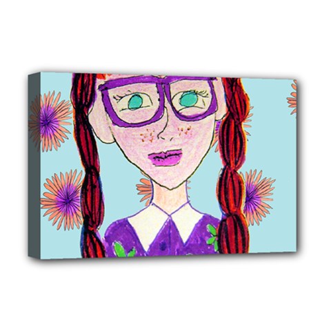 Purple Glasses Girl Wall Deluxe Canvas 18  X 12  (stretched) by snowwhitegirl