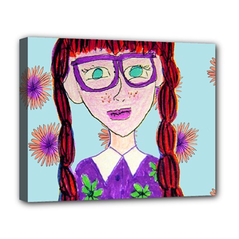 Purple Glasses Girl Wall Deluxe Canvas 20  X 16  (stretched) by snowwhitegirl