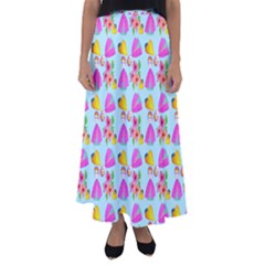 Girl With Hood Cape Heart Lemon Pattern Blue Flared Maxi Skirt by snowwhitegirl