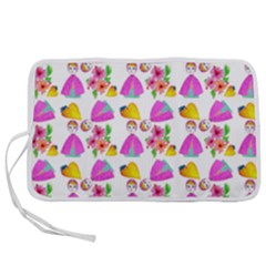 Girl With Hood Cape Heart Lemon Pattern White Pen Storage Case (m) by snowwhitegirl