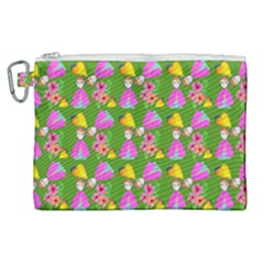 Girl With Hood Cape Heart Lemon Pattern Green Canvas Cosmetic Bag (xl) by snowwhitegirl