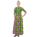 Girl With Hood Cape Heart Lemon Pattern Green Half Sleeves Maxi Dress View2