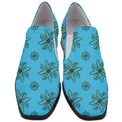 Blue Repeat Pattern Women Slip On Heel Loafers by emmamatrixworm