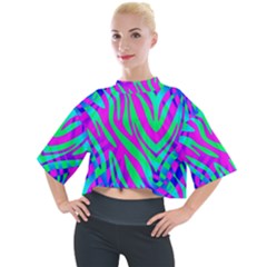 Wild And Crazy Zebra Mock Neck Tee by Angelandspot