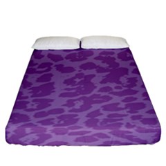 Purple Big Cat Pattern Fitted Sheet (king Size) by Angelandspot