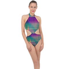 Glitch Halter Side Cut Swimsuit by Angelandspot