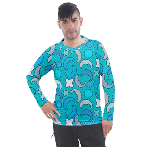 Cloudy Blue Moon Men s Pique Long Sleeve Tee by tmsartbazaar