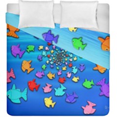 Fractal Art School Of Fishes Duvet Cover Double Side (king Size) by WolfepawFractals