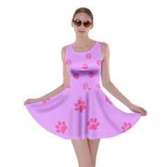 Pink Pawprints On Purple Skater Dress by LemonadeandFireflies