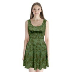 Green Army Camouflage Pattern Split Back Mini Dress  by SpinnyChairDesigns