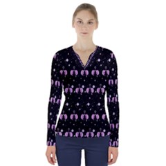 Galaxy Unicorns V-neck Long Sleeve Top by Sparkle