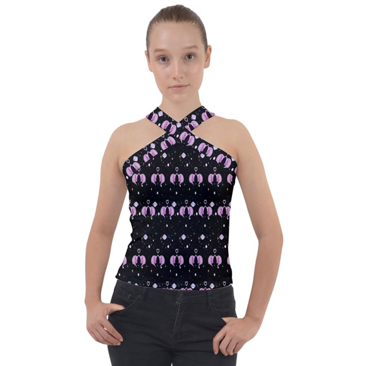 Galaxy Unicorns Cross Neck Velour Top