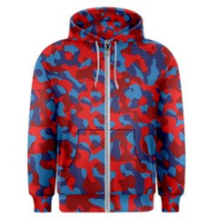 Red And Blue Camouflage Pattern Men s Zipper Hoodie by SpinnyChairDesigns