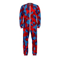 Red And Blue Camouflage Pattern Onepiece Jumpsuit (kids) by SpinnyChairDesigns