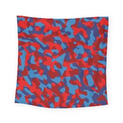 Red And Blue Camouflage Pattern Square Tapestry (small) by SpinnyChairDesigns