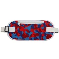 Red And Blue Camouflage Pattern Rounded Waist Pouch by SpinnyChairDesigns