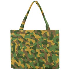 Yellow Green Brown Camouflage Mini Tote Bag by SpinnyChairDesigns