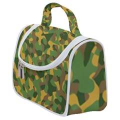 Yellow Green Brown Camouflage Satchel Handbag by SpinnyChairDesigns