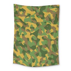 Yellow Green Brown Camouflage Medium Tapestry by SpinnyChairDesigns