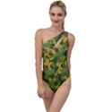 Yellow Green Brown Camouflage To One Side Swimsuit View1