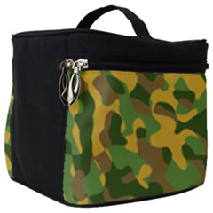 Yellow Green Brown Camouflage Make Up Travel Bag (big) by SpinnyChairDesigns