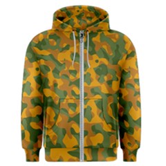 Green And Orange Camouflage Pattern Men s Zipper Hoodie by SpinnyChairDesigns