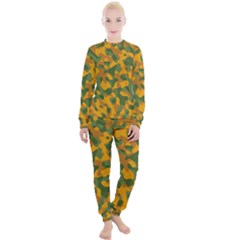 Green And Orange Camouflage Pattern Women s Lounge Set by SpinnyChairDesigns