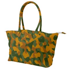 Green And Orange Camouflage Pattern Canvas Shoulder Bag by SpinnyChairDesigns