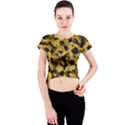 Black Yellow Brown Camouflage Pattern Crew Neck Crop Top View1