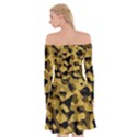 Black Yellow Brown Camouflage Pattern Off Shoulder Skater Dress View2