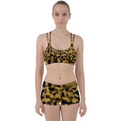 Black Yellow Brown Camouflage Pattern Perfect Fit Gym Set by SpinnyChairDesigns