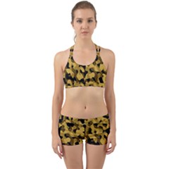 Black Yellow Brown Camouflage Pattern Back Web Gym Set by SpinnyChairDesigns