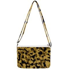 Black Yellow Brown Camouflage Pattern Double Gusset Crossbody Bag by SpinnyChairDesigns