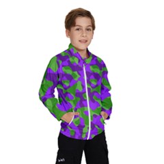 Purple And Green Camouflage Kids  Windbreaker by SpinnyChairDesigns