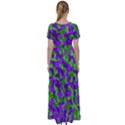 Purple and Green Camouflage High Waist Short Sleeve Maxi Dress View2