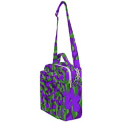 Purple And Green Camouflage Crossbody Day Bag by SpinnyChairDesigns