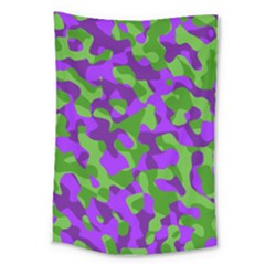 Purple And Green Camouflage Large Tapestry by SpinnyChairDesigns