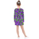 Purple and Green Camouflage Kids  Long Sleeve Dress View2