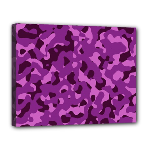 Dark Purple Camouflage Pattern Canvas 14  X 11  (stretched) by SpinnyChairDesigns